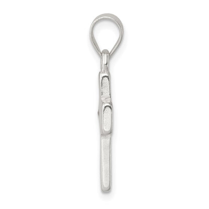 Sterling Silver Rhodium-Plated Enameled Mustard Seed Cross Pendant