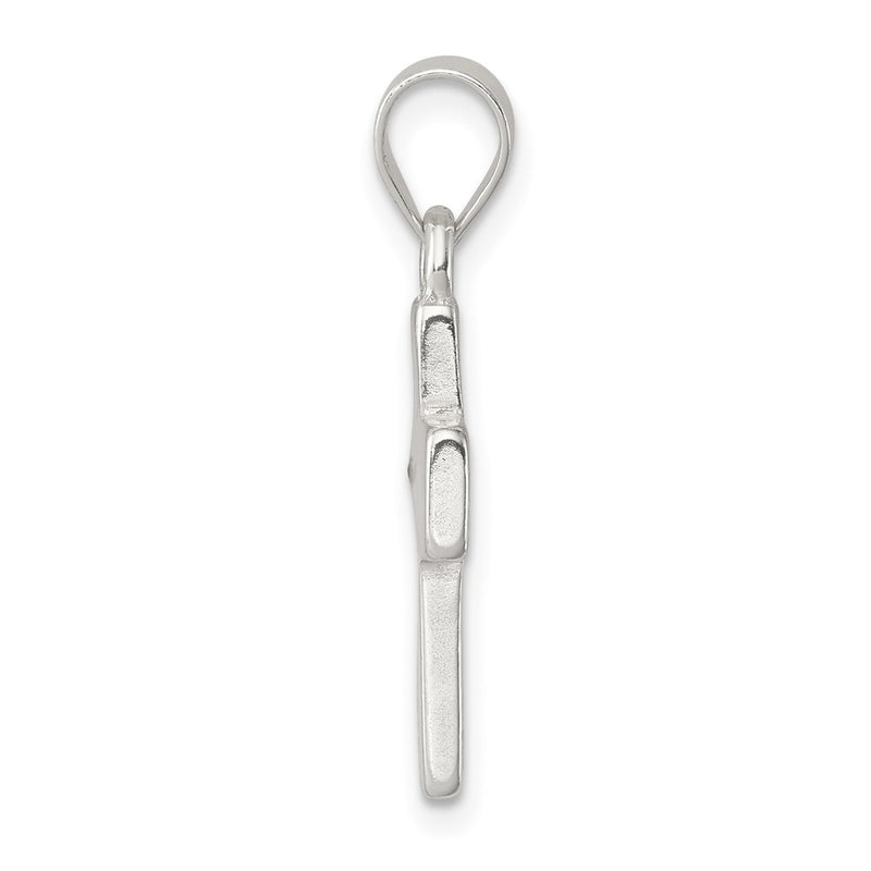 Sterling Silver Rhodium-Plated Enameled Mustard Seed Cross Pendant