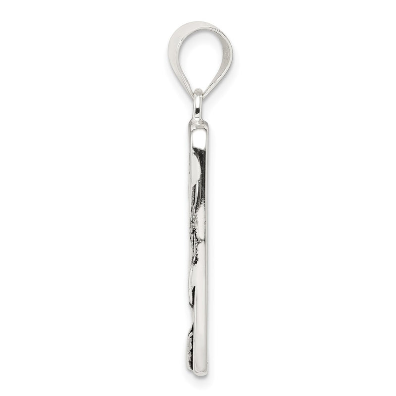 Sterling Silver You Are Never Alone Antiqued Footprint Pendant