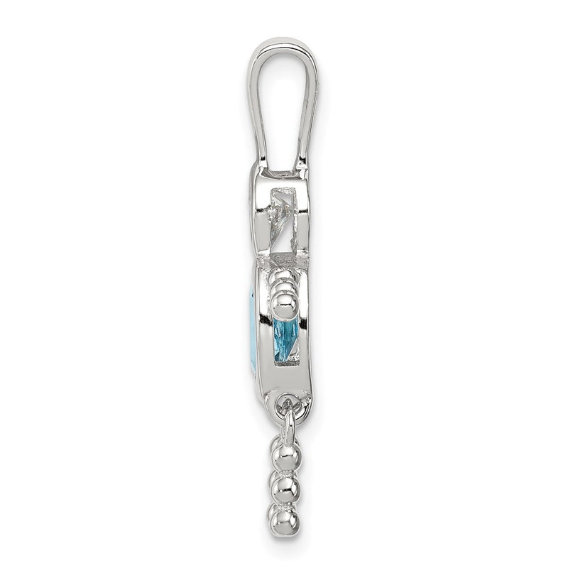 Sterling Silver Rhodium-Plated Cz & December Glass Boy Pendant
