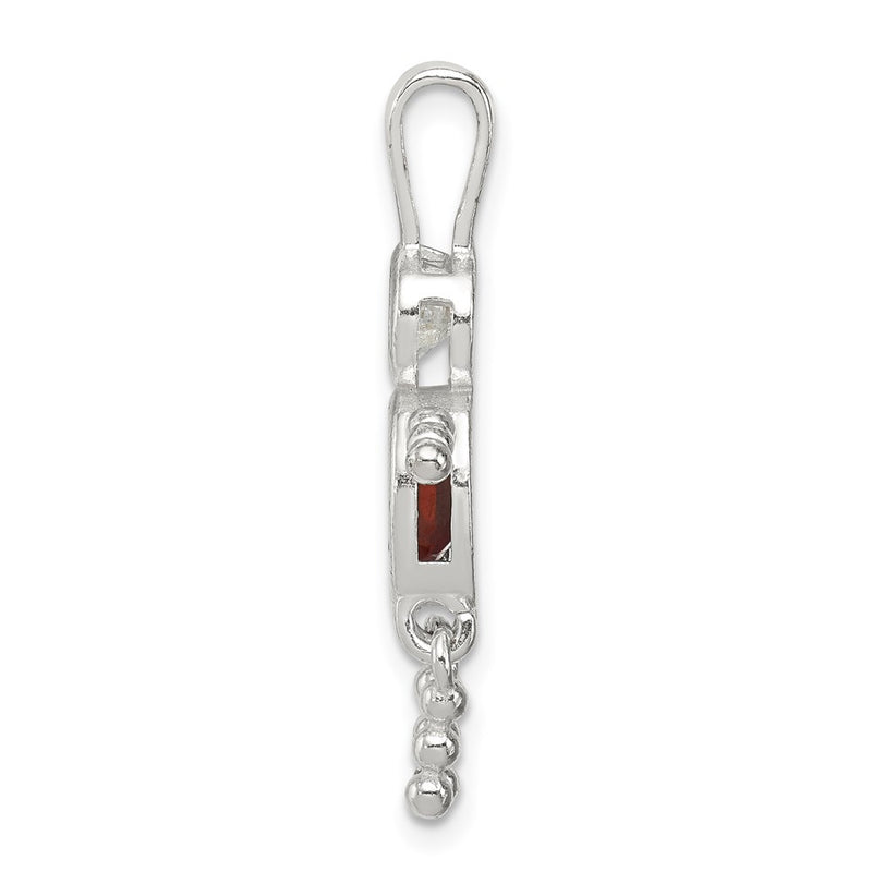 Sterling Silver Rhodium-Plated Cz & January Glass Boy Pendant
