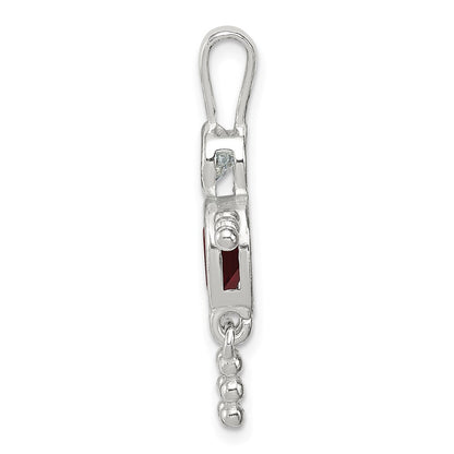 Sterling Silver Rhodium-Plated Cz & July Glass Boy Pendant