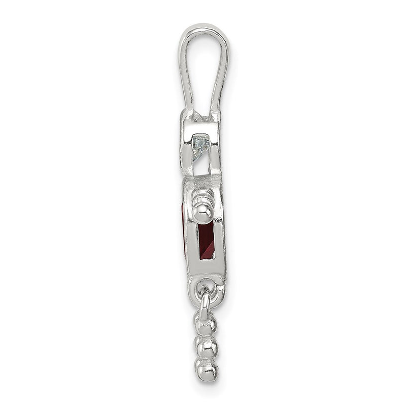 Sterling Silver Rhodium-Plated Cz & July Glass Boy Pendant