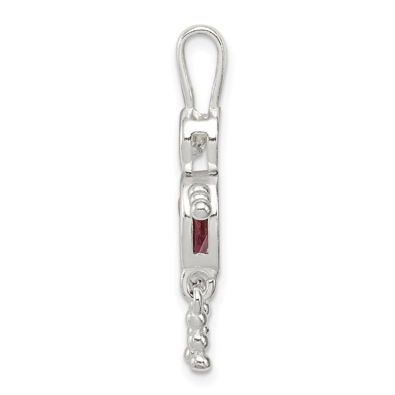 Sterling Silver Rhodium-Plated Cz & June Glass Boy Pendant