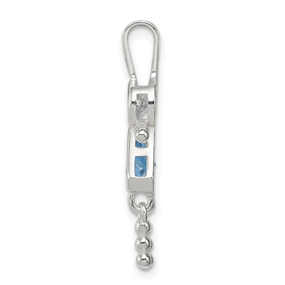 Sterling Silver Rhodium-Plated Cz & March Glass Girl Pendant