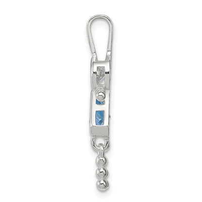Sterling Silver Rhodium-Plated Cz & March Glass Girl Pendant