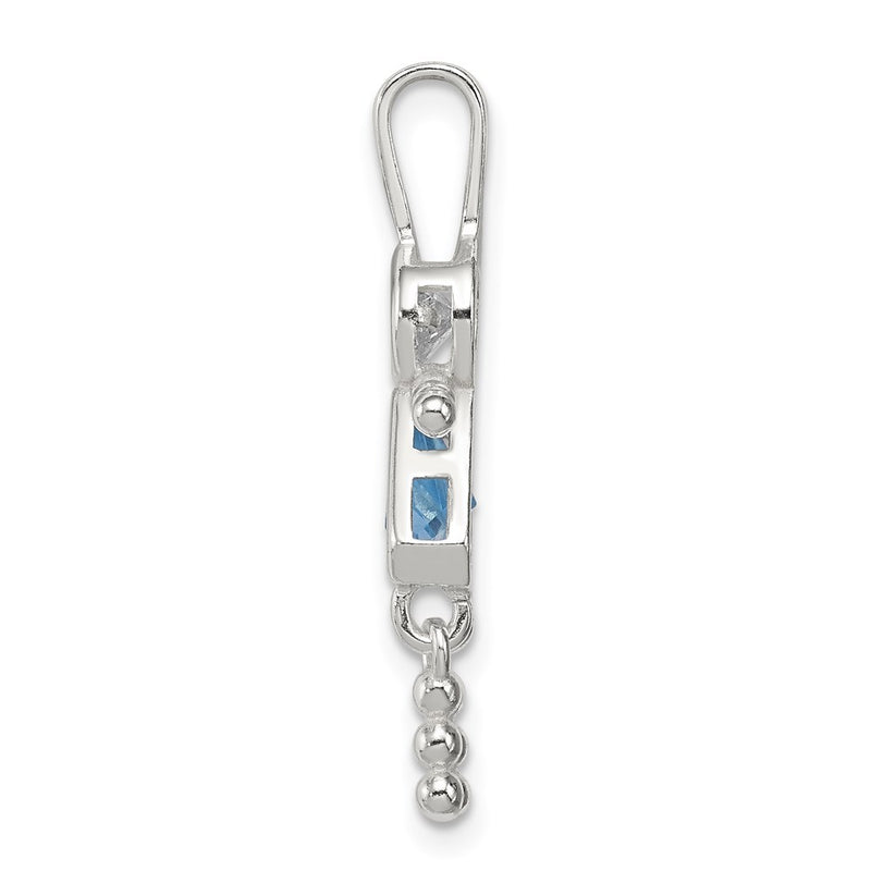 Sterling Silver Rhodium-Plated Cz & March Glass Girl Pendant