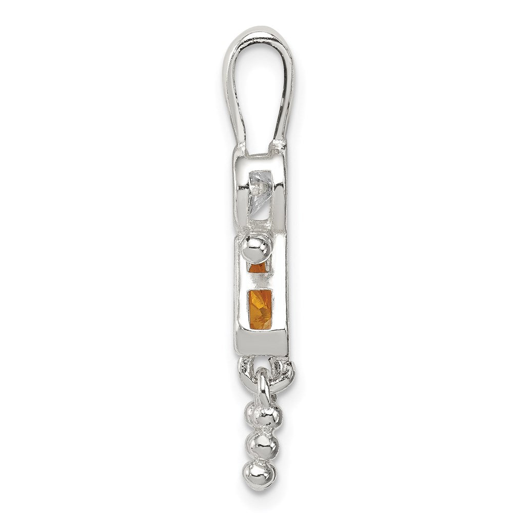 Sterling Silver Rhodium-Plated Cz & November Glass Girl Pendant