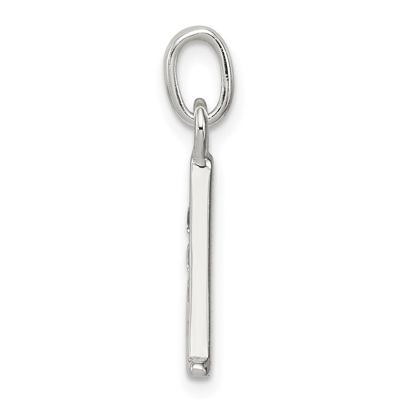Sterling Silver White Cz Letter A Initial Pendant