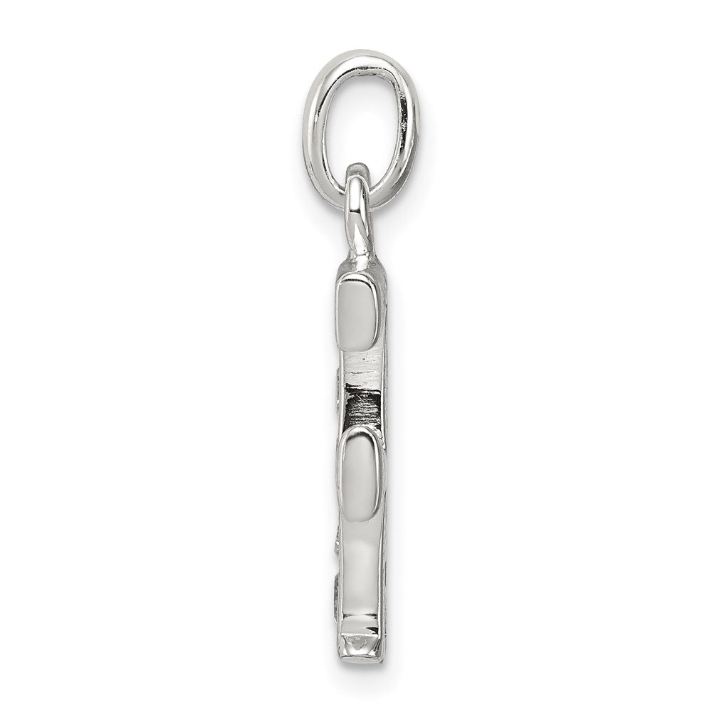 Sterling Silver White Cz Letter F Initial Pendant