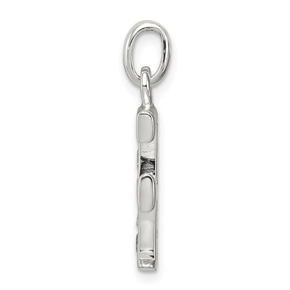 Sterling Silver White Cz Letter F Initial Pendant