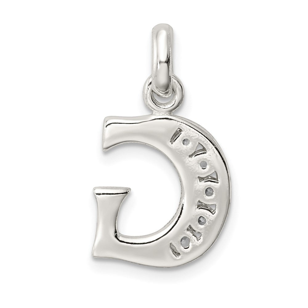 Sterling Silver White Cz Letter G Initial Pendant