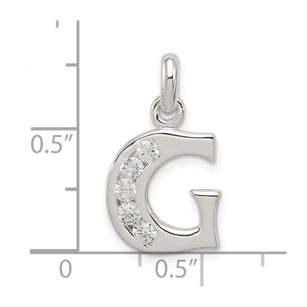 Sterling Silver White Cz Letter G Initial Pendant