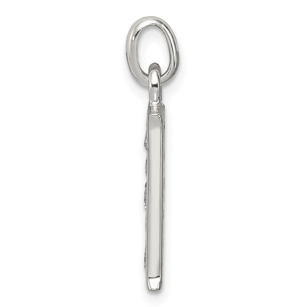 Sterling Silver White Cz Letter H Initial Pendant