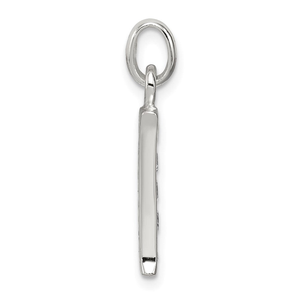Sterling Silver White Cz Letter I Initial Pendant