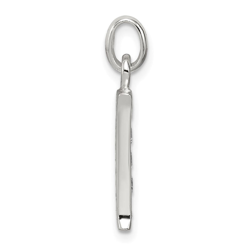 Sterling Silver White Cz Letter I Initial Pendant
