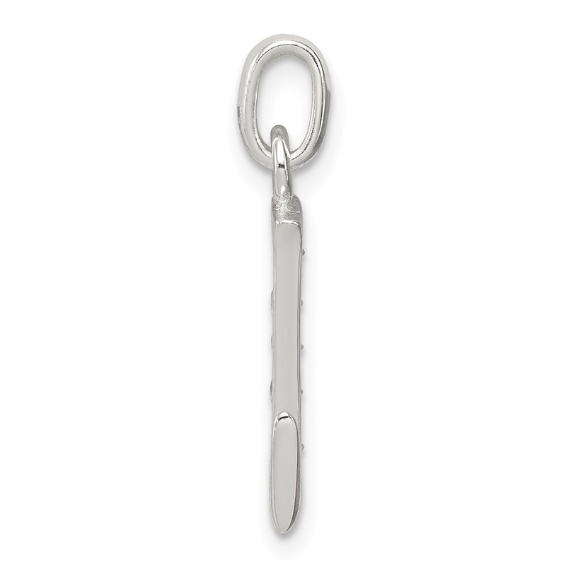 Sterling Silver White Cz Letter L Initial Pendant