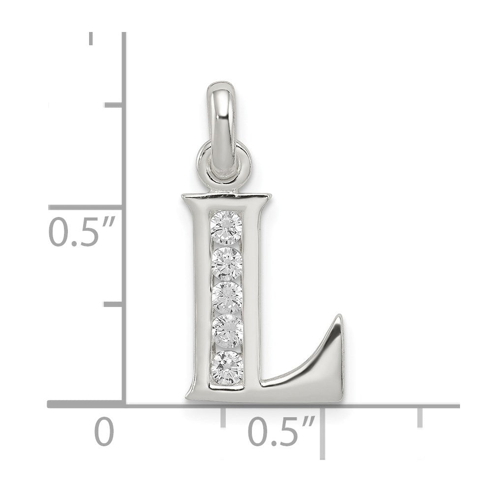 Sterling Silver White Cz Letter L Initial Pendant