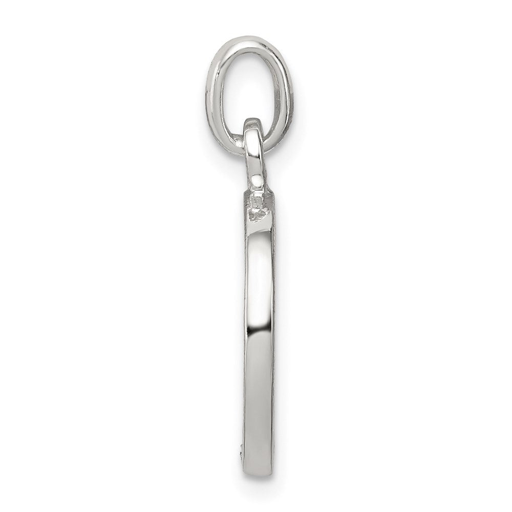 Sterling Silver White Cz Letter O Initial Pendant