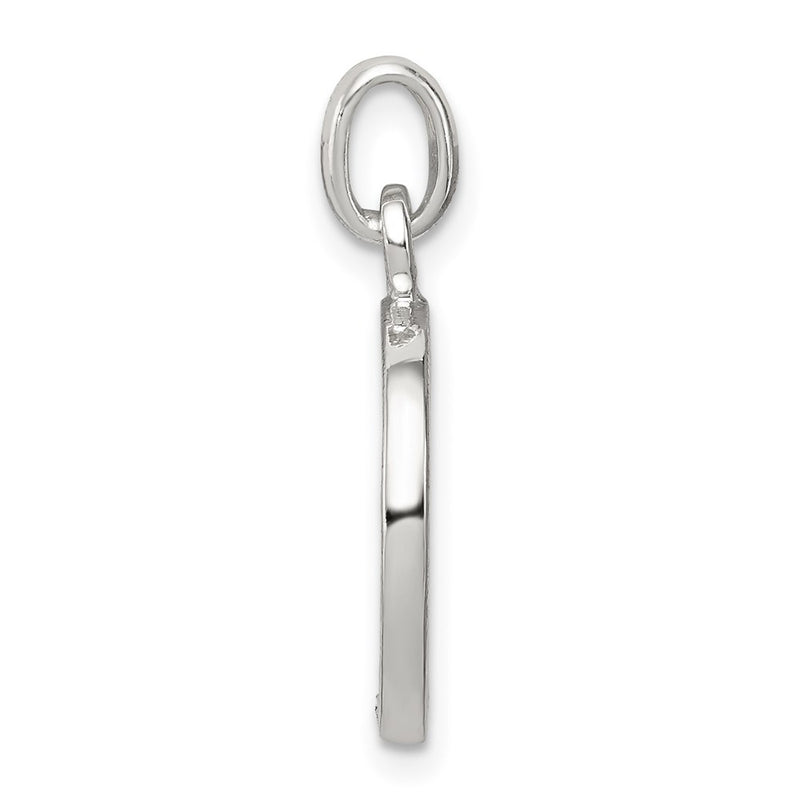 Sterling Silver White Cz Letter O Initial Pendant