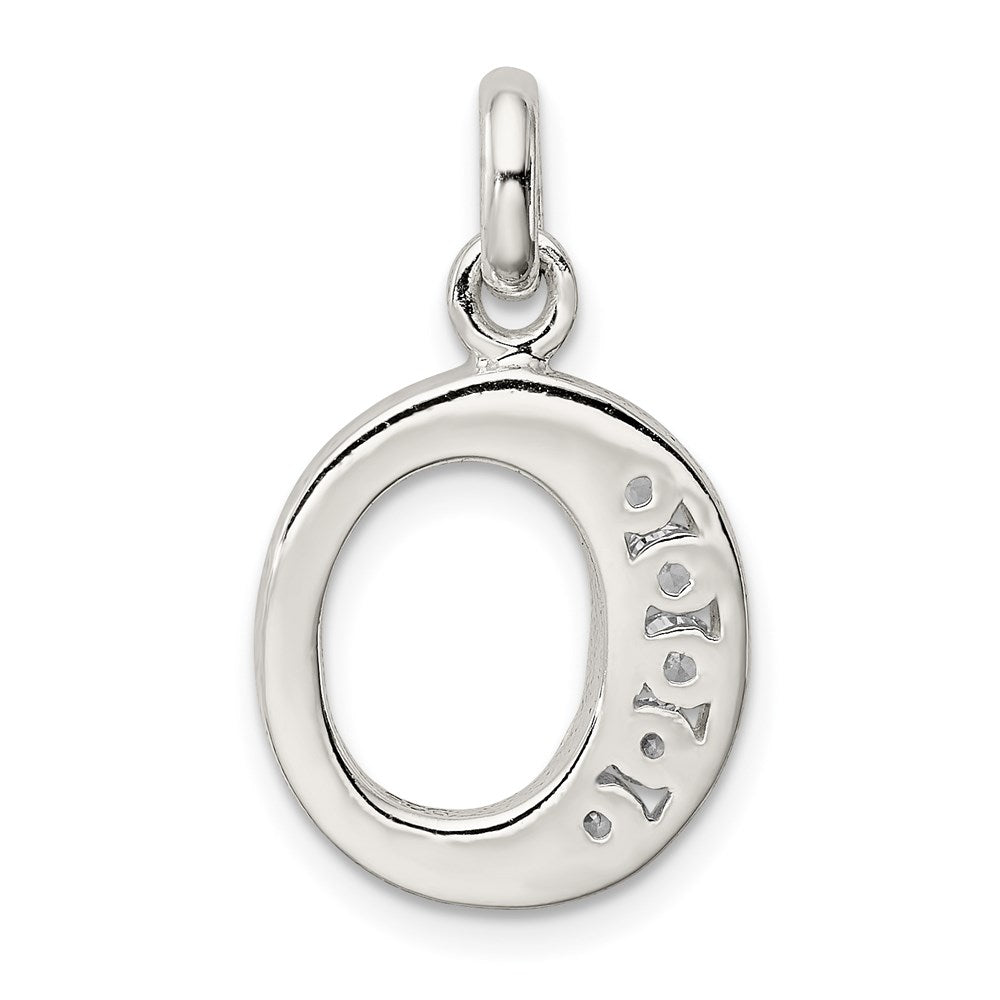 Sterling Silver White Cz Letter O Initial Pendant