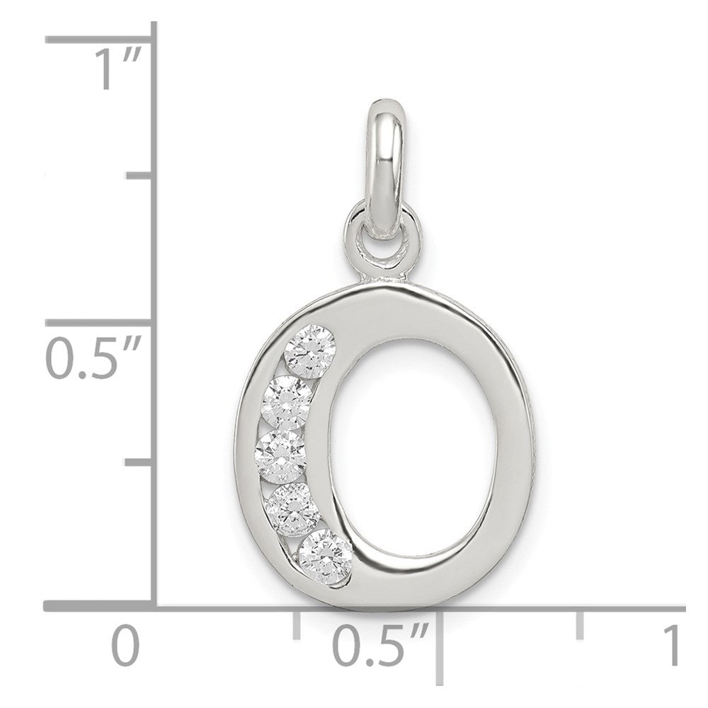 Sterling Silver White Cz Letter O Initial Pendant