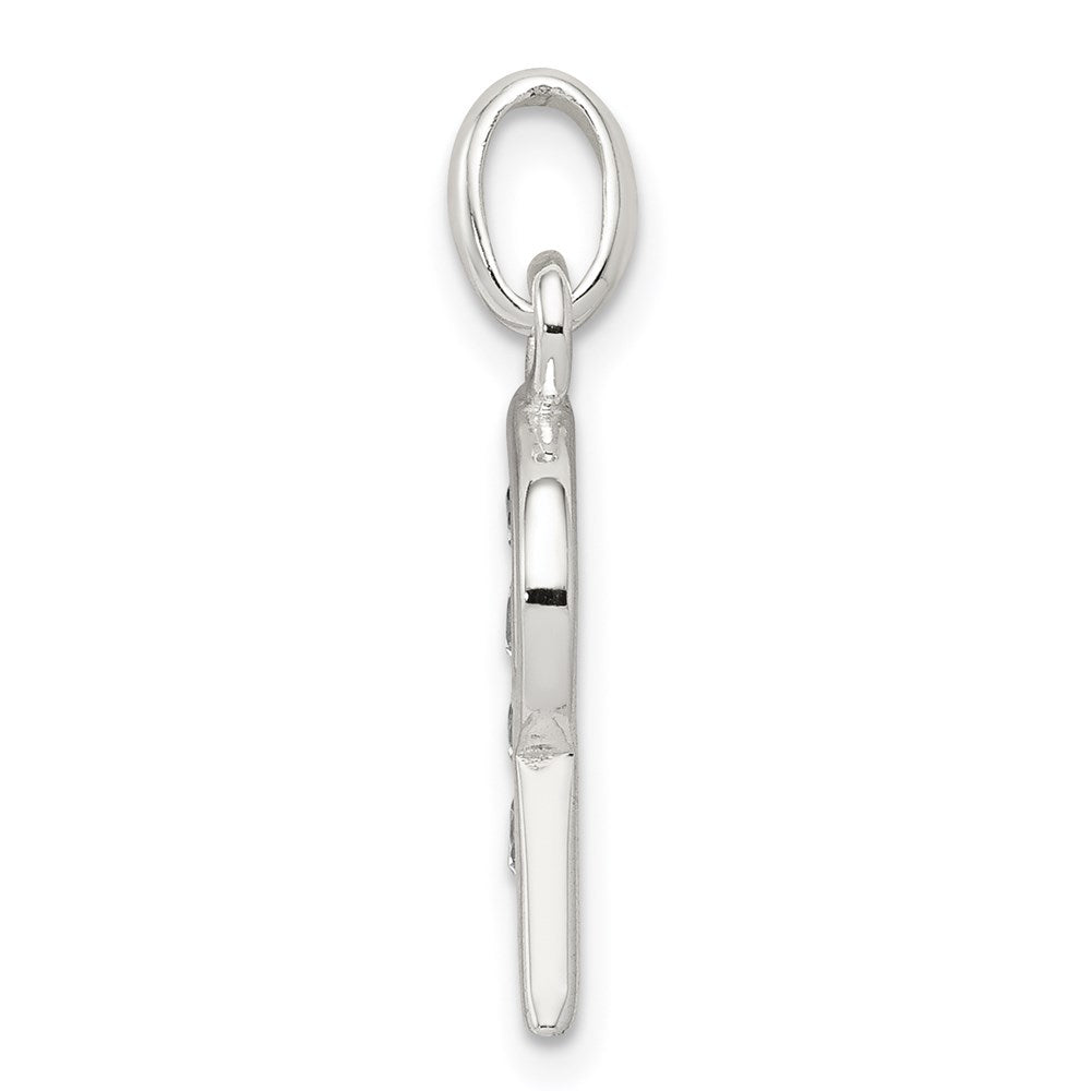 Sterling Silver White Cz Letter R Initial Pendant
