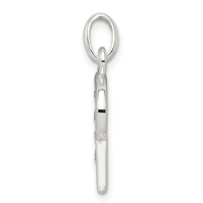 Sterling Silver White Cz Letter R Initial Pendant