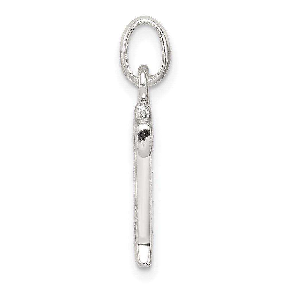 Sterling Silver White Cz Letter T Initial Pendant