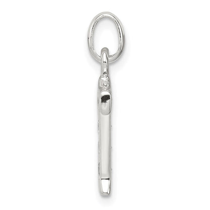 Sterling Silver White Cz Letter T Initial Pendant