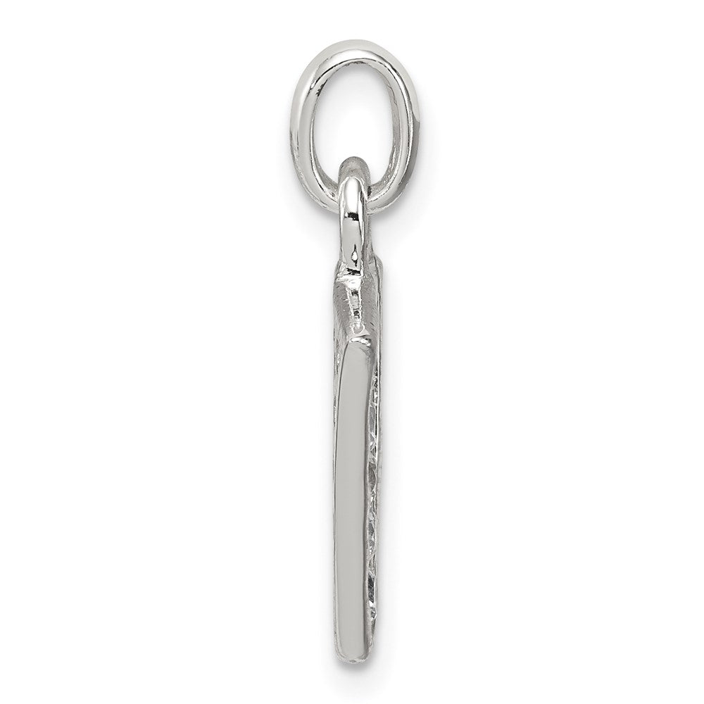 Sterling Silver White Cz Letter V Initial Pendant