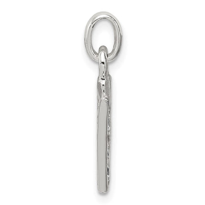 Sterling Silver White Cz Letter V Initial Pendant