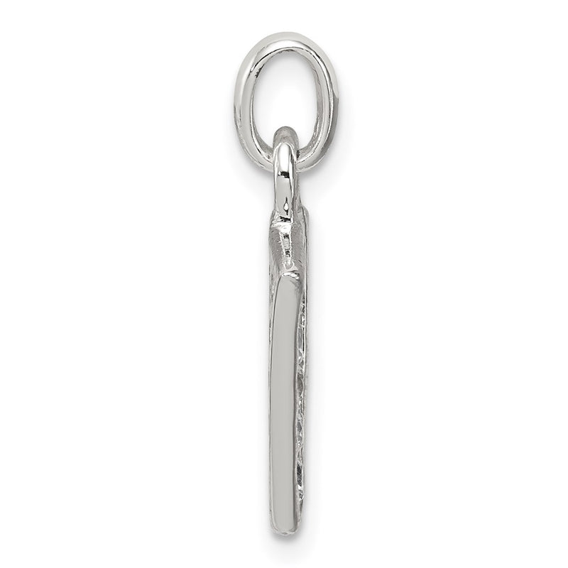 Sterling Silver White Cz Letter V Initial Pendant