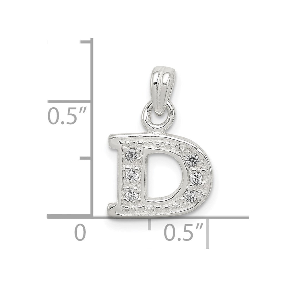 Sterling Silver Cz Letter D Initial Pendant