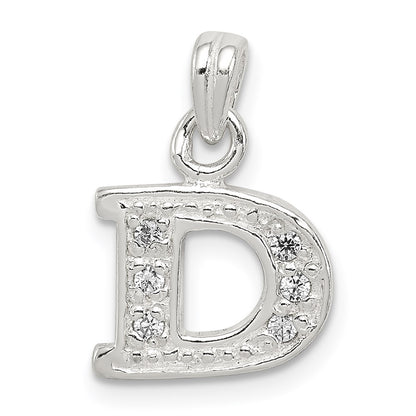 Sterling Silver Cz Letter D Initial Pendant