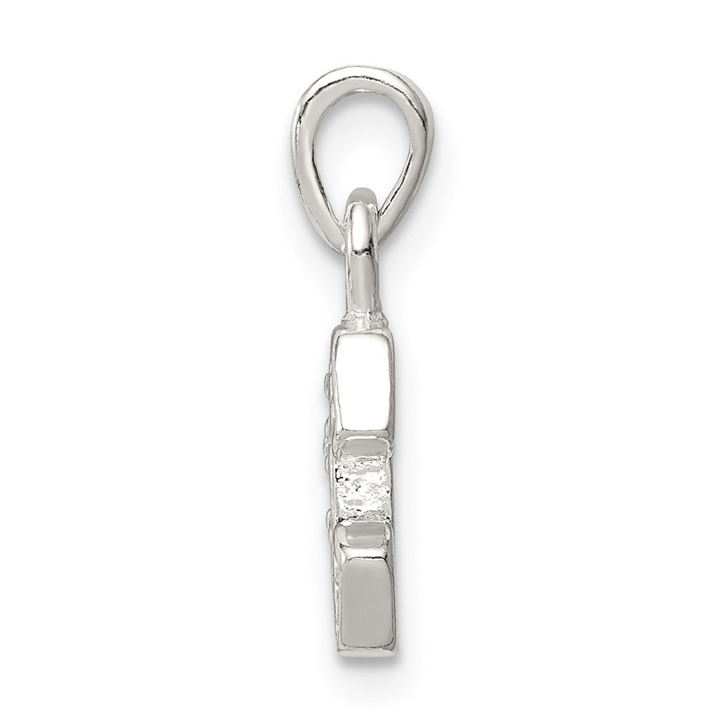 Sterling Silver Cz Letter E Initial Pendant
