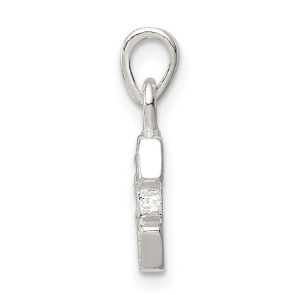 Sterling Silver Cz Letter E Initial Pendant