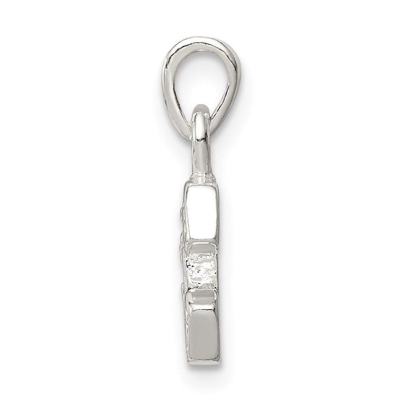 Sterling Silver Cz Letter E Initial Pendant