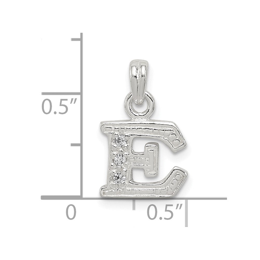 Sterling Silver Cz Letter E Initial Pendant