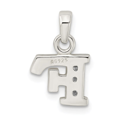 Sterling Silver Cz Letter F Initial Pendant