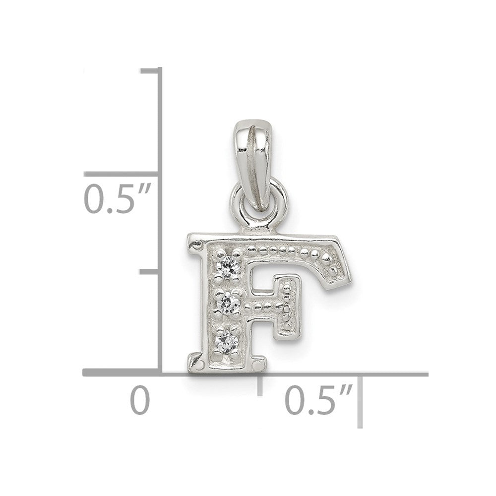 Sterling Silver Cz Letter F Initial Pendant