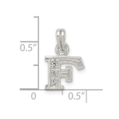 Sterling Silver Cz Letter F Initial Pendant