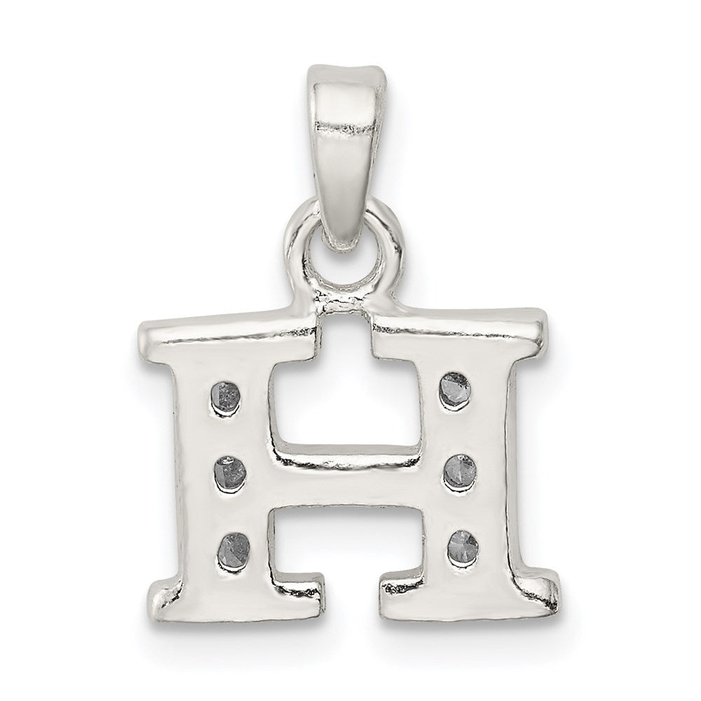 Sterling Silver Cz Letter H Initial Pendant