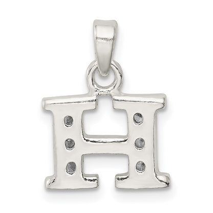 Sterling Silver Cz Letter H Initial Pendant