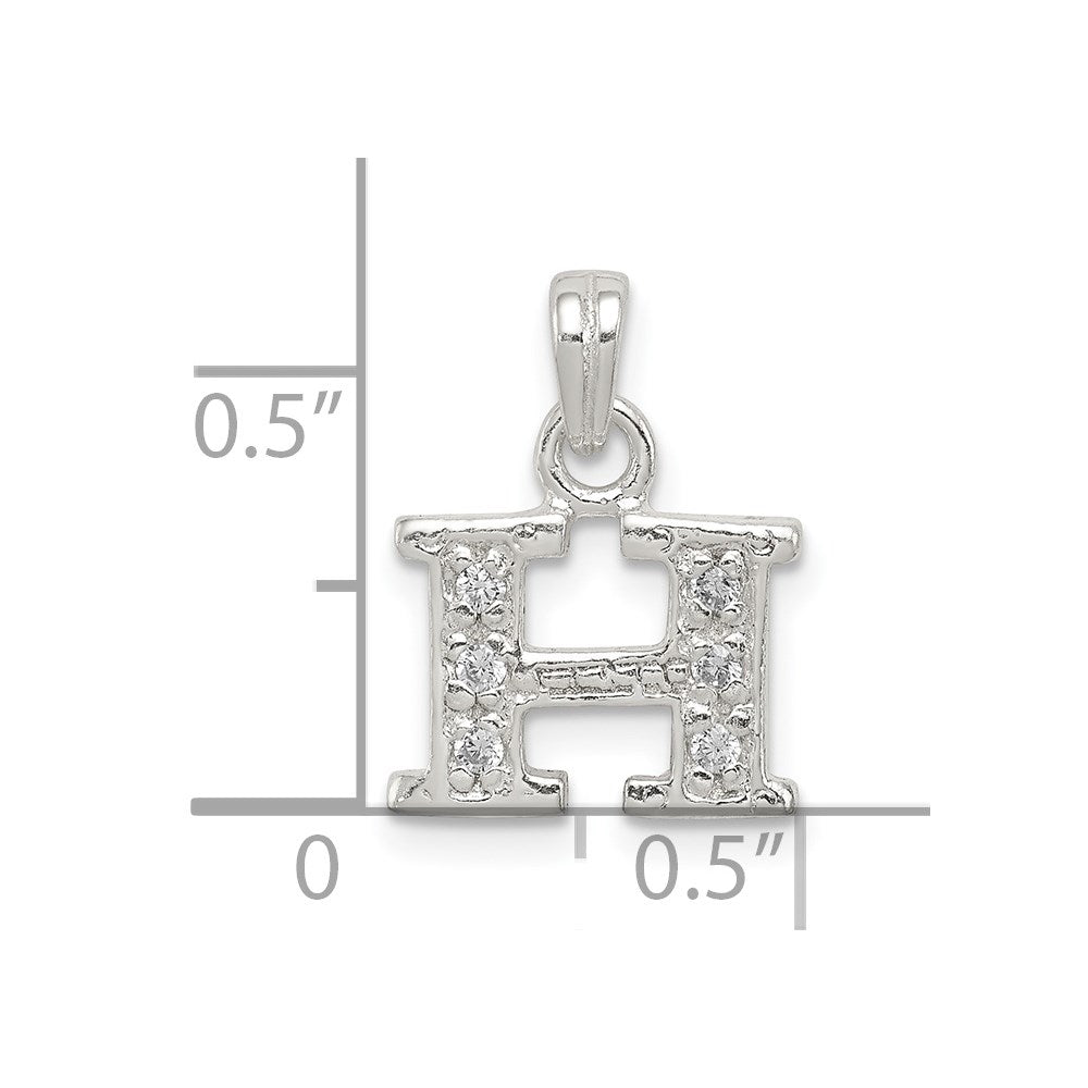 Sterling Silver Cz Letter H Initial Pendant