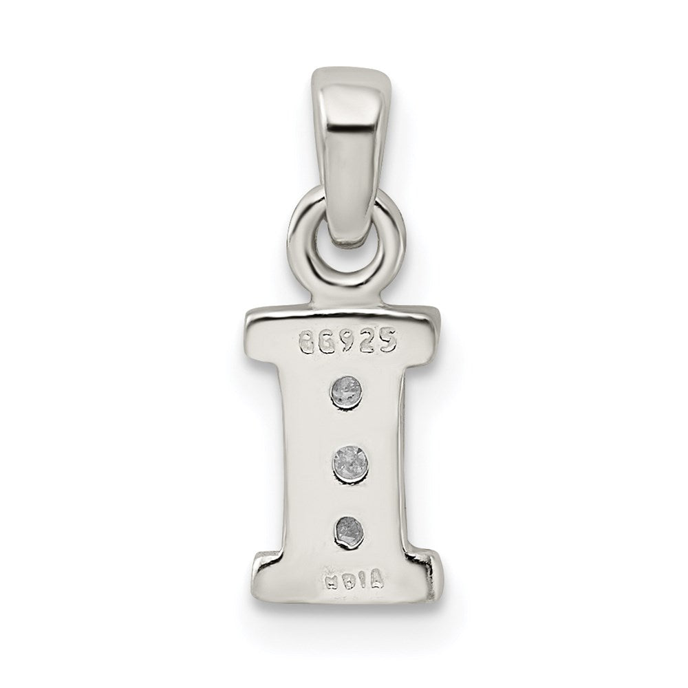 Sterling Silver Cz Letter I Initial Pendant