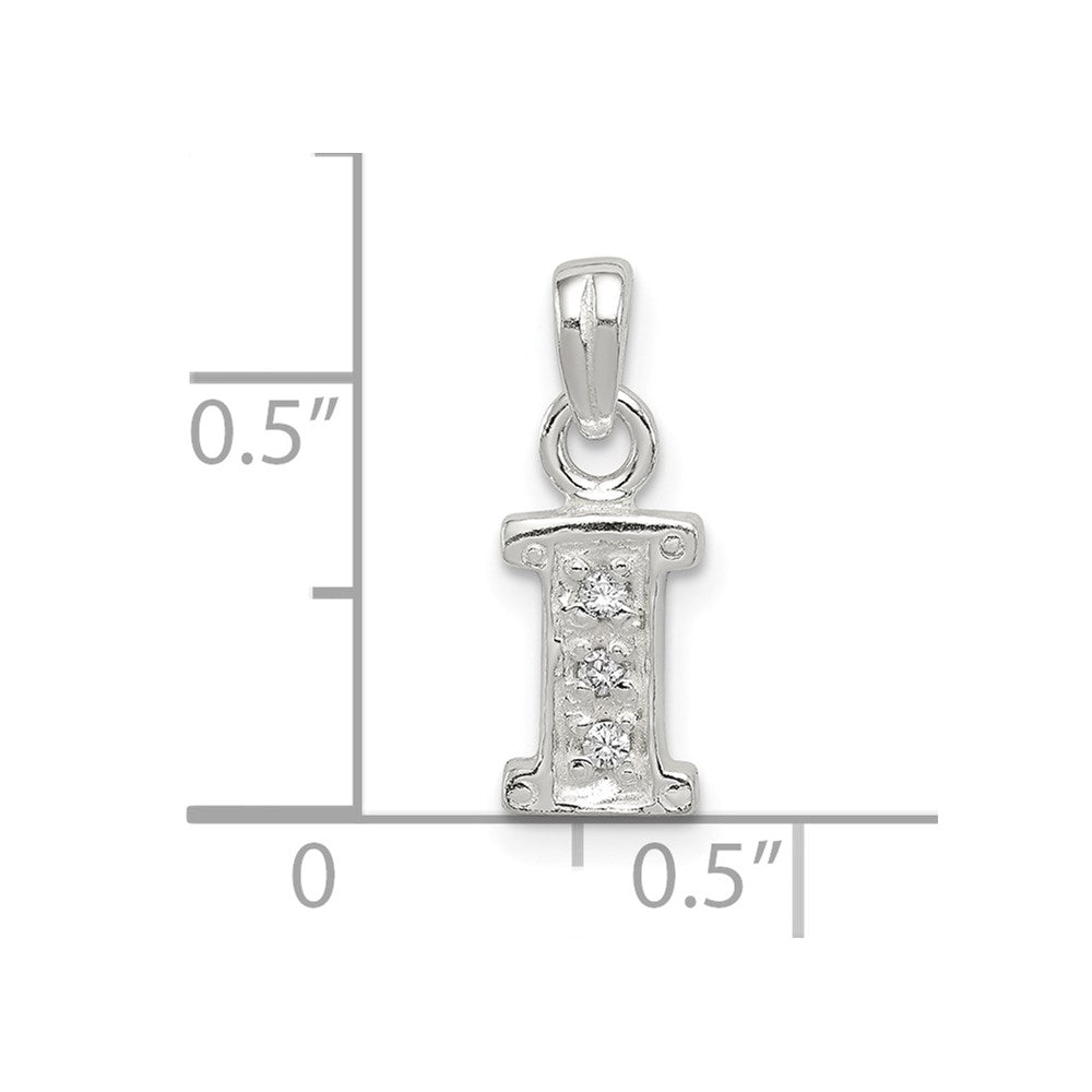 Sterling Silver Cz Letter I Initial Pendant