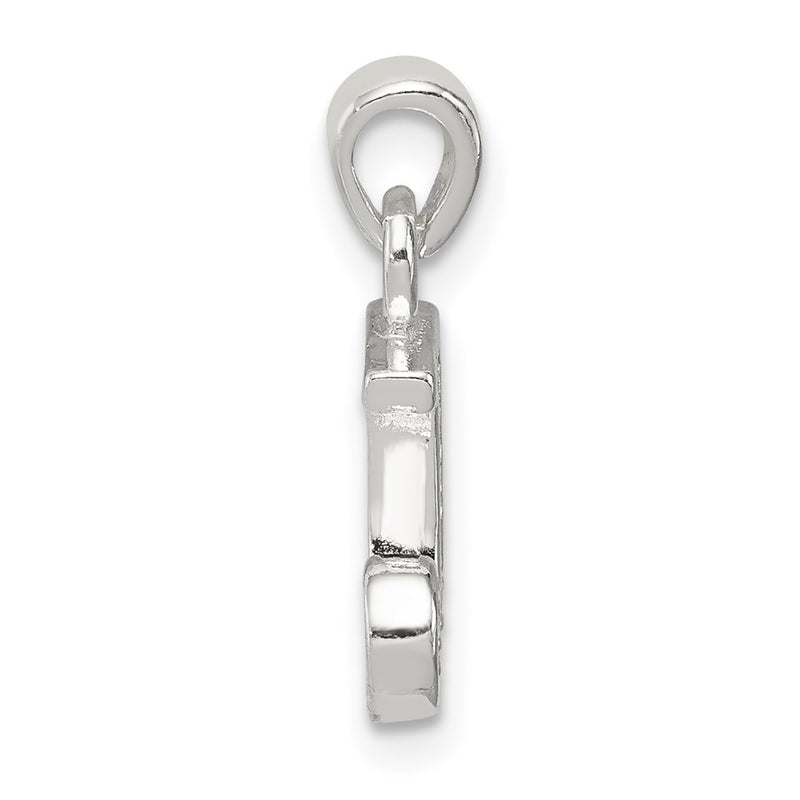 Sterling Silver Cz Letter J Initial Pendant