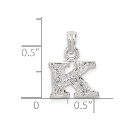 Sterling Silver Cz Letter K Initial Pendant