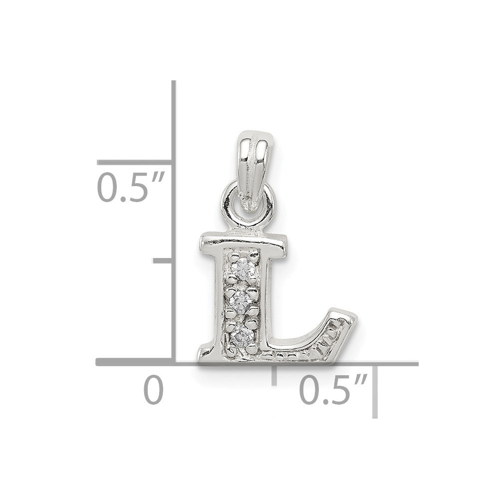Sterling Silver Cz Letter L Initial Pendant